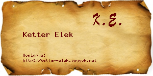 Ketter Elek névjegykártya